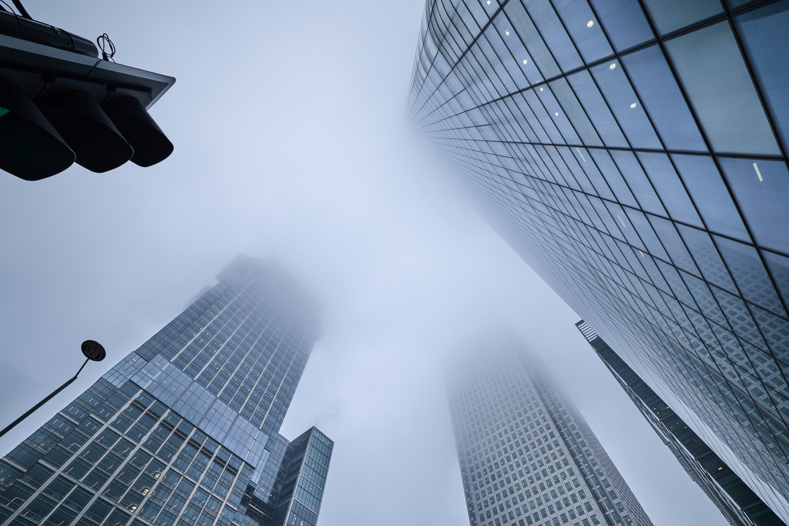 Canary Wharf: foggy crosswalk
